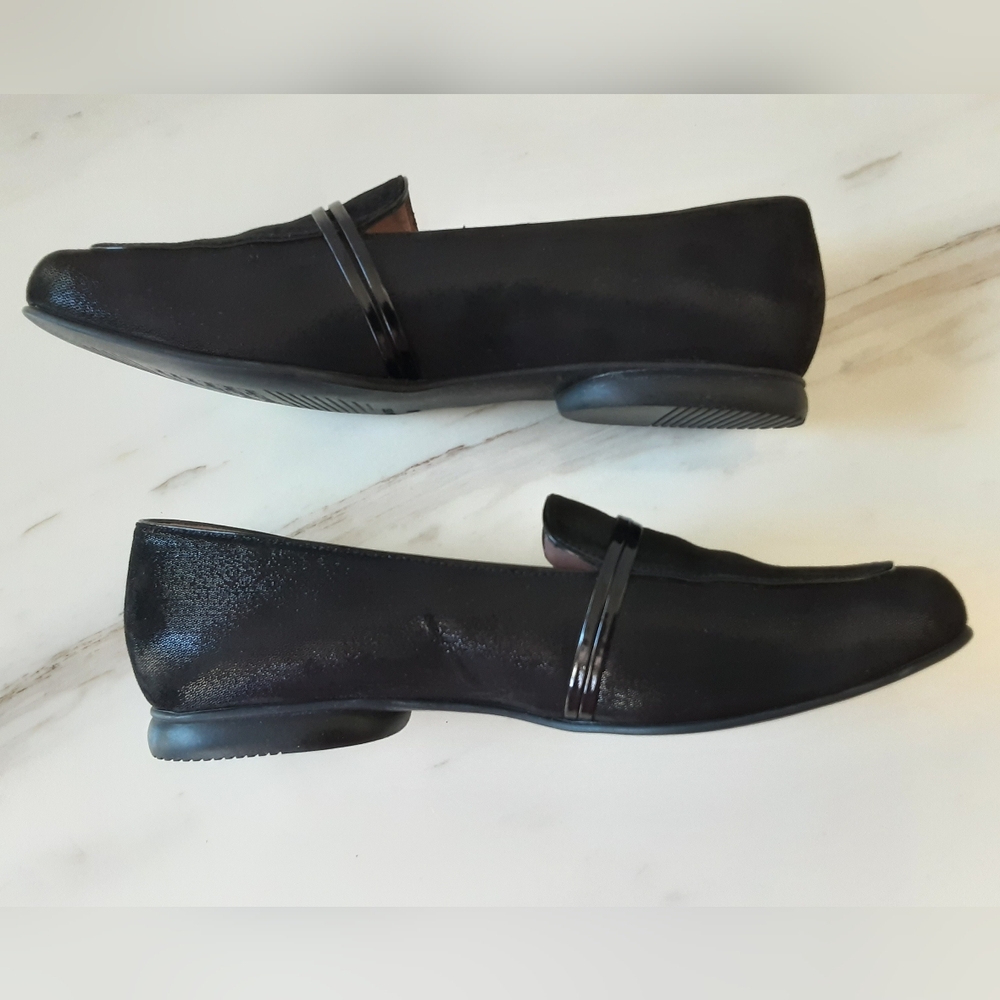 BEAUTIFEEL Plie Black Sparkle Suede Loafers Sz 40 / 9.5M